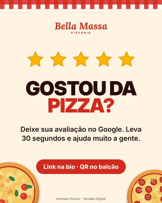 Arte pedindo avaliação no Google